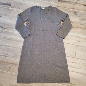 J Jill Pure Jill Cashmere Blend Cotton Grey Sweater Dress Medium Pullover
